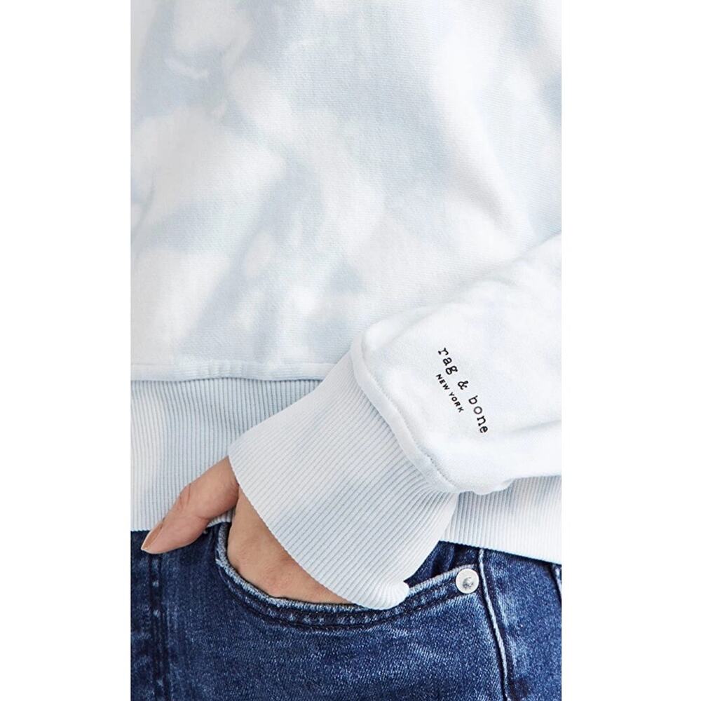 Rag & Bone City Tie Dye Terry Sweatshirt in Blue and White Size XS - Picture 5 of 9